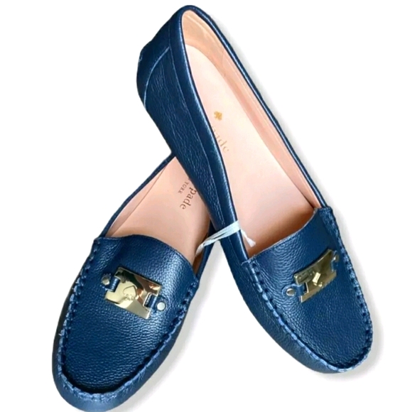 Kate Spade Blue Leather Loafers Shoes 